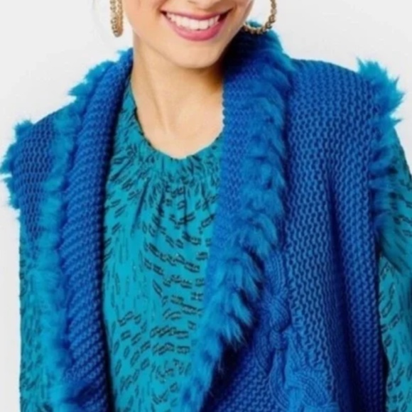 Lilly Pulitzer Torini Bright Blue Cardigan Sweater Vest - Picture 6 of 6